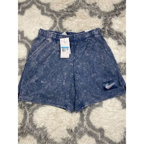 Nike Dri-Fit Fleece Washed Shorts Mens Medium DX1557-491 Diffused Blue